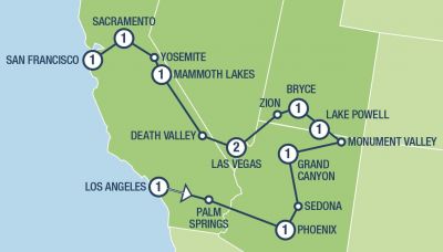 Map showing the Tour regions